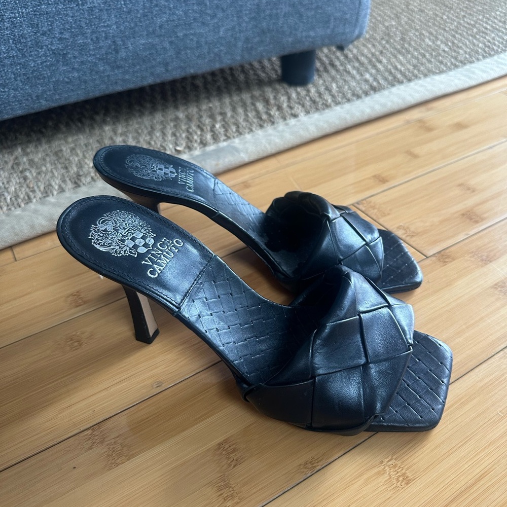 Vince Camuto Brelanie Black Woven Heels